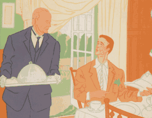 Picture of Jeeves and Wooster at breakfast>
